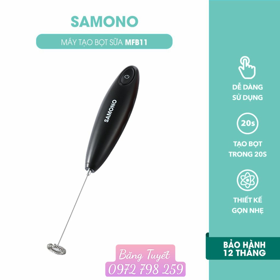 Máy tạo bọt sữa SAMONO SW-MFB11, Độ ồn thấp, Tiện dụng và nhỏ gọn, Dễ dàng cất giữ - Bảo hành 12 tháng