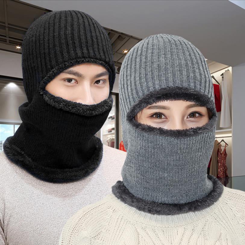 Mũ len trùm đầu ninja lót lông che kín cổ gáy ấm áp mùa đông thích hợp nam và nữ