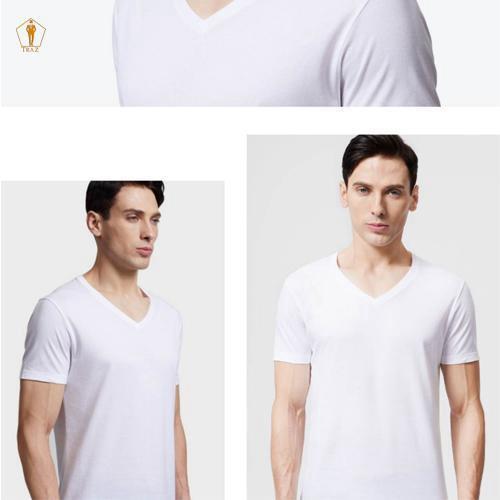Áo Thun TRAZ Trơn Cổ Tim Hàn Quốc Basic Unisex Nam Nữ Phiên Bản Cao Cấp
