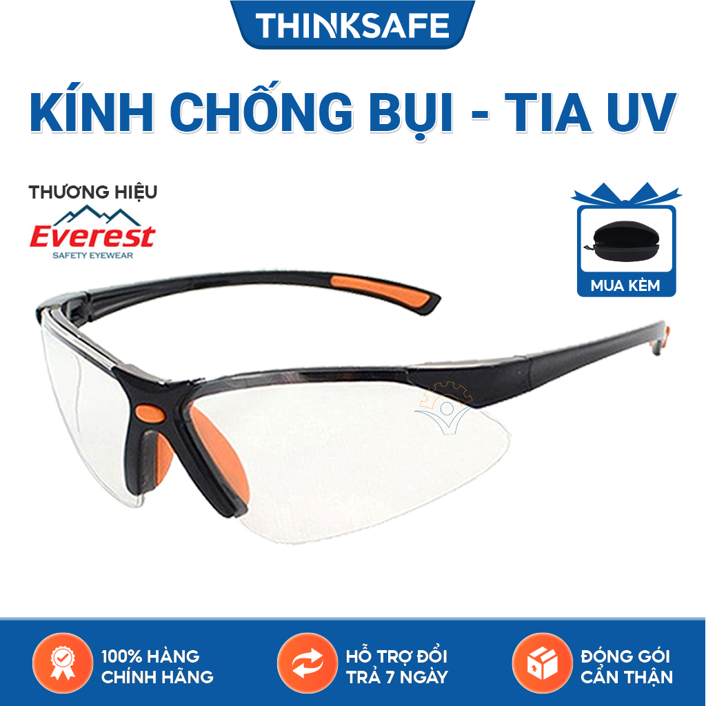 Kính bảo hộ Everest EV301 kính chống bụi, chống trầy xước, chống tia UV, chống đọng sương  - Safety Spectacles EV301