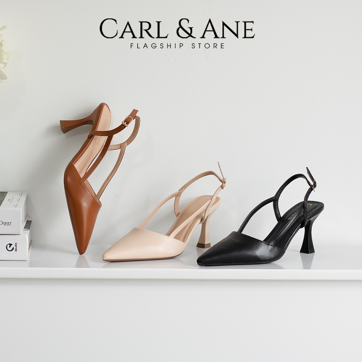 Carl & Ane - Giày cao gót nhọn bít mũi phối dây quai mảnh thời trang công sở cao 7cm - CL033
