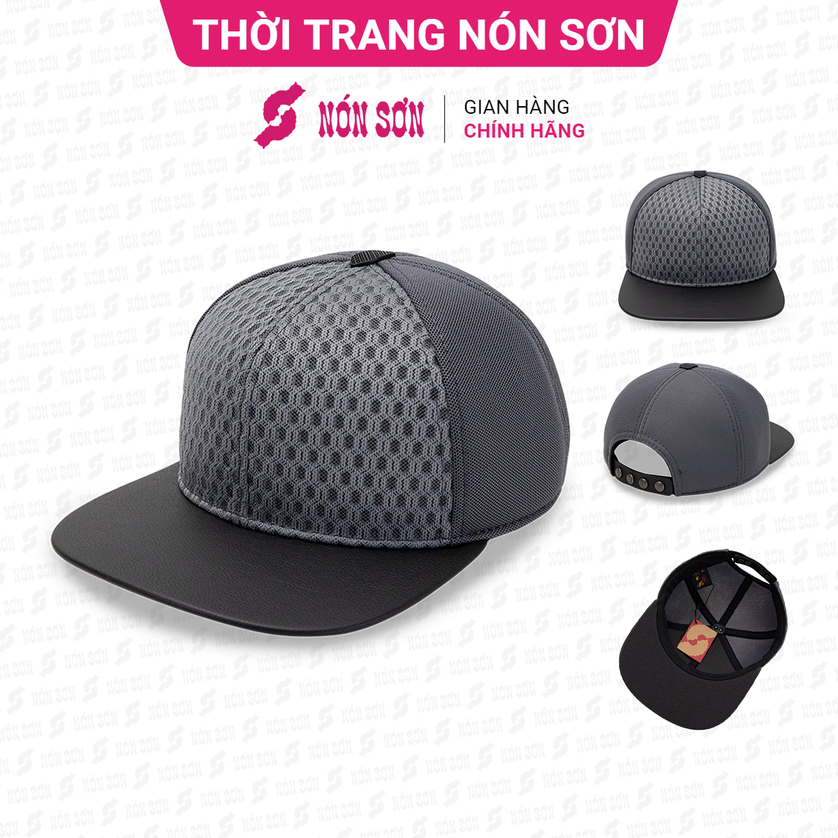 Mũ snapback hiphop nam nữ NÓN SƠN chính hãng MC210BK-XM4