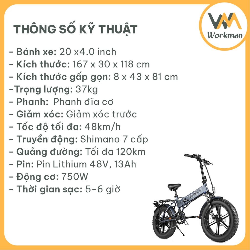 Xe Đạp Điện Trợ Lực Engwe EP-2 PRO - Xe Đạp Bánh Béo Gấp Gọn - Tốc Độ Tối Đa 48km/h