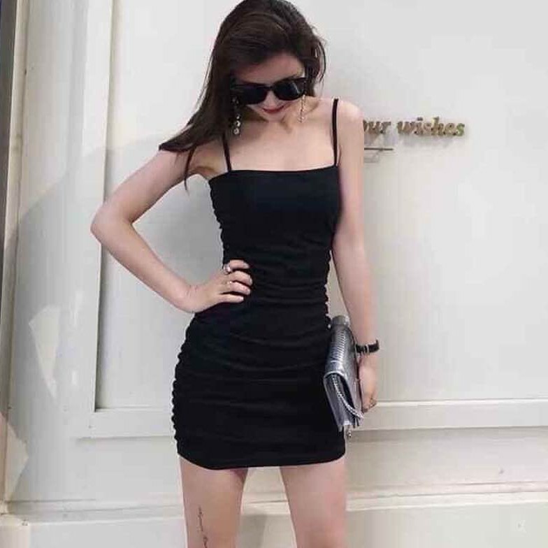 Váy ôm 2 dây SỢI BÚN dáng ngắn