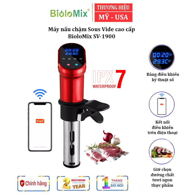 Máy nấu chậm Sous Vide BioloMix SV-1900 Smart thông minh điều khiển kết nối qua app điện thoại - HÀNG NHẬP KHẨU