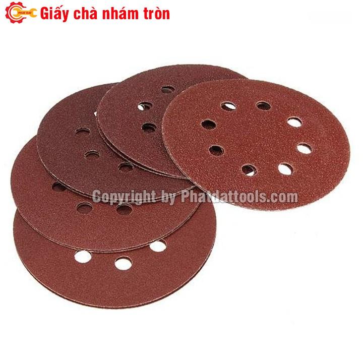 Hộp 100 tờ giấy chà nhám tròn các size 125mm-180mm-230mm-Độ nhám P40-P240