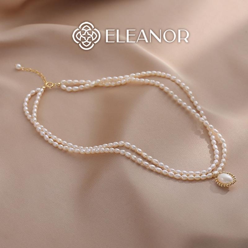 Dây chuyền nữ ngọc trai nhân tạo Eleanor Accessories vòng cổ đúp hai dây phụ kiện trang sức sang trọng