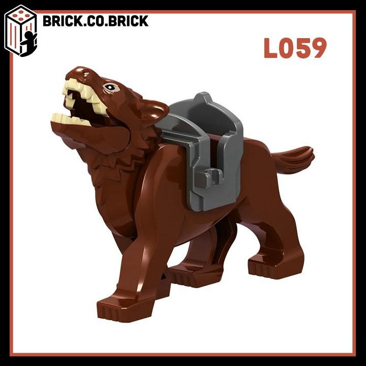 Đồ chơi lắp ráp minifig Mô hình Động Vật Animal Ba con Chó sói Hung dữ L059 L060 L083 - Sói xám