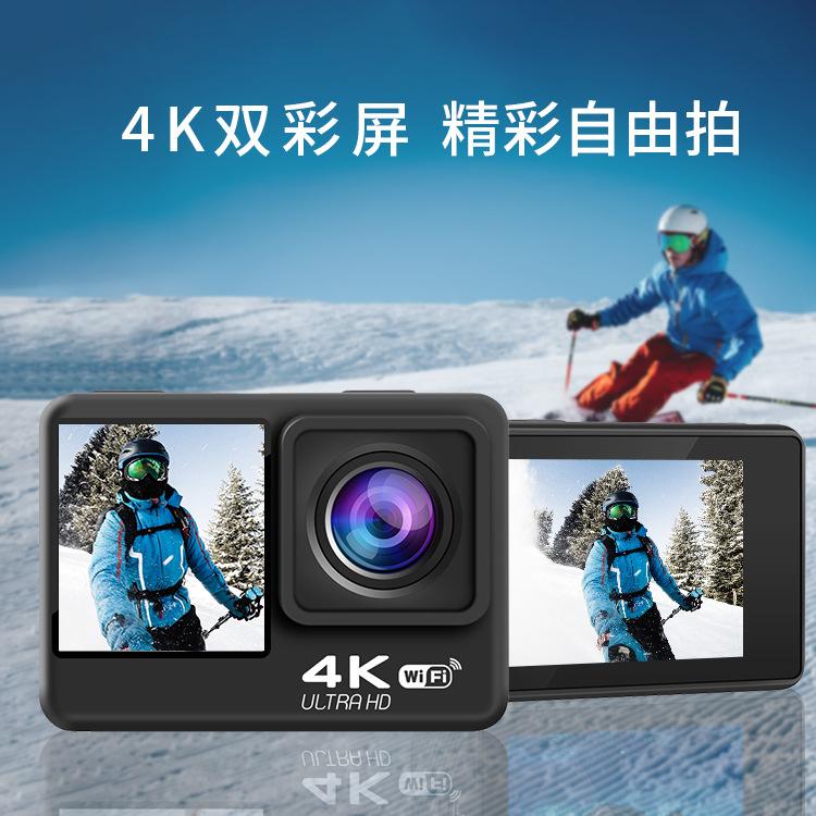 Máy ảnh hành động chống lắc WiFi 4K 60fps Màn hình kép 170 ° góc rộng 30m Máy ảnh thể thao chống thấm nước với điều khiển từ xa