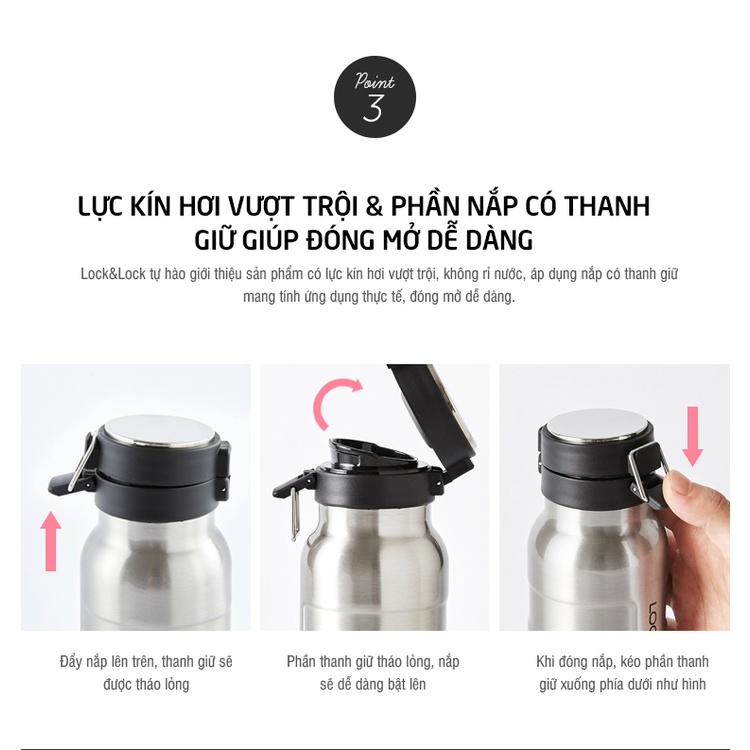 Bình Giữ Nhiệt Bằng Thép Không Gỉ Lock&Lock Bumper Bottle LHC4141SLV  - Bạc