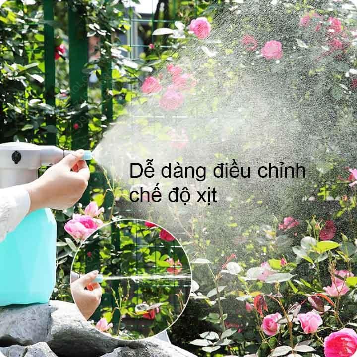 Bình xịt tưới cây dùng pin sạc, với nhiều chế độ phun, có kèm đầu nối dài, bình 2 lit