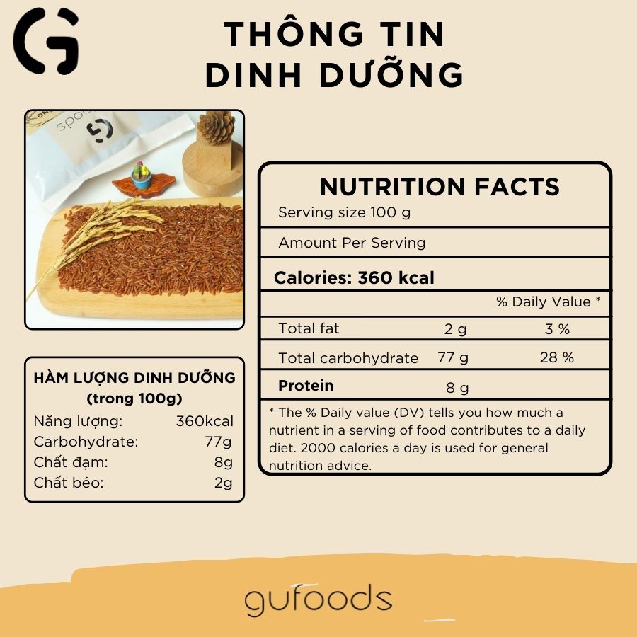 Gạo lứt ăn kiêng GUfoods - Hỗ trợ Giảm cân - Thực dưỡng - Eat clean