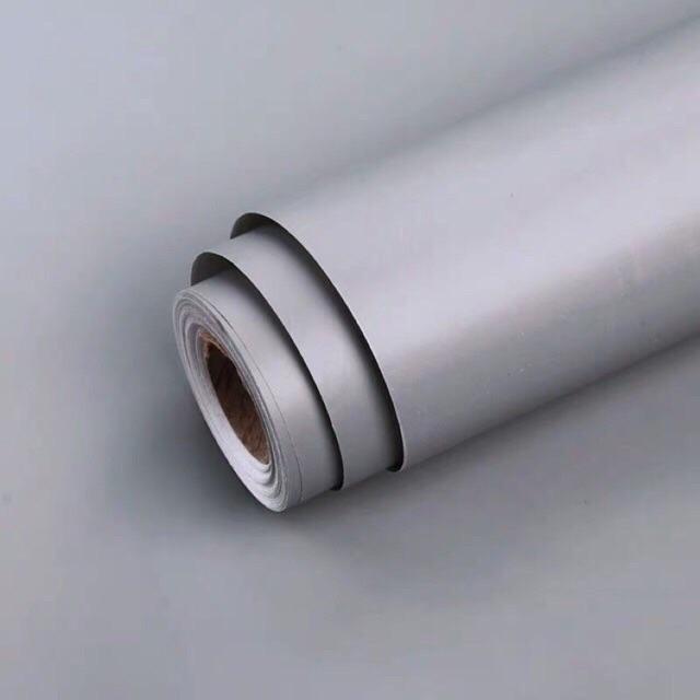 Cuộn 10m giấy dán tường decal một màu xám trơn