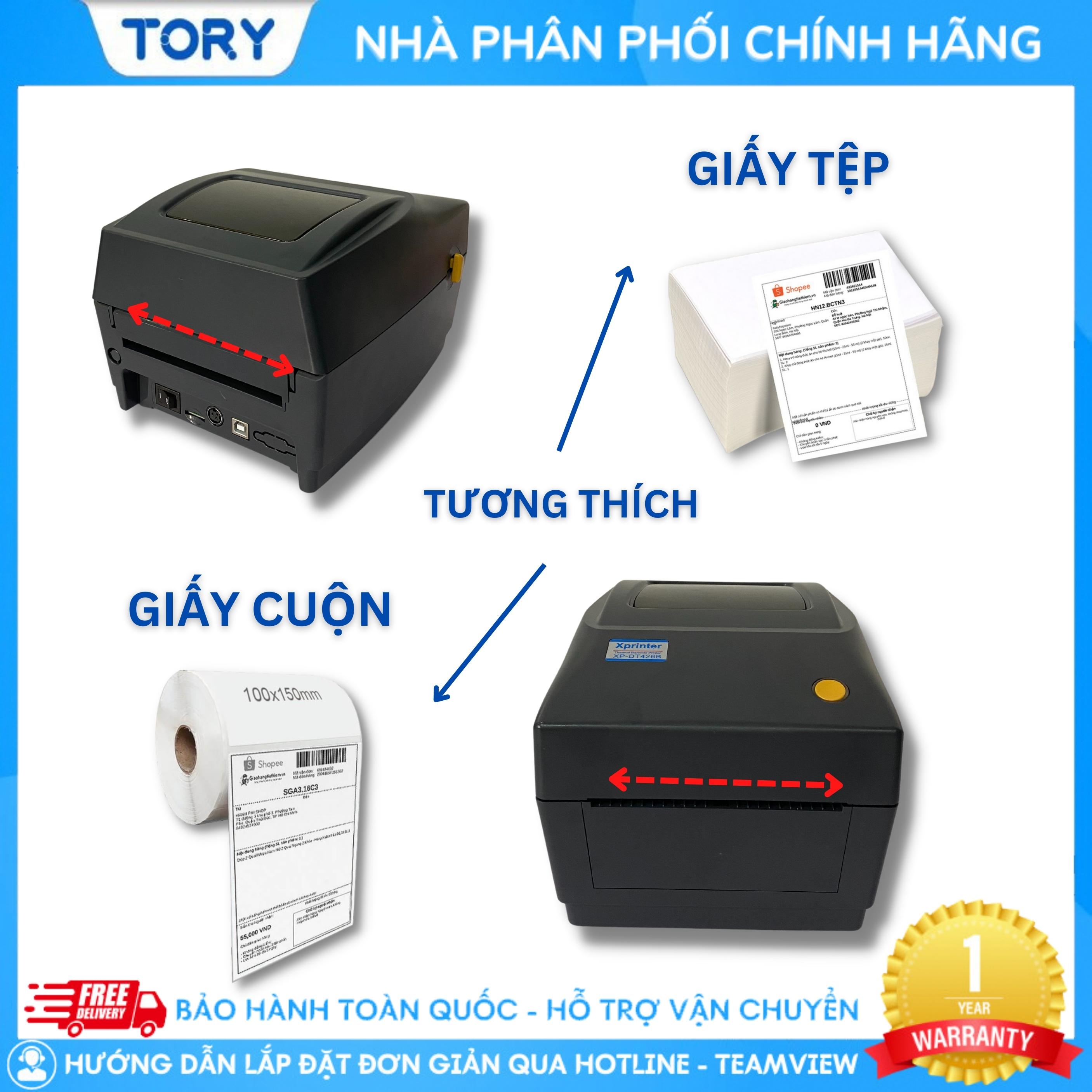 Máy in mã vạch, in tem Xprinter XP- DT426B. Máy in nhiệt trực tiếp, in tem, nhãn khổ giấy sàn TMĐT [HÀNG CHÍNH HÃNG]