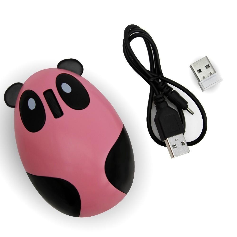 Im Lặng Không Dây Sạc Chuột Quang Công Thái Chuột Máy Tính Hình Gấu Trúc Dễ Thương Hình Hồng USB Chuột Cho Bé Gái Kid Laptop Macbook