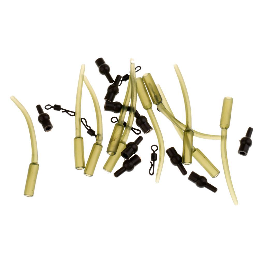 30Pcs/set Grass Green Crimp Protectors, Lure Rigs, Chod Rig Sleeves with Quick Change Swivels Carp Fishing Terminal Tackle
