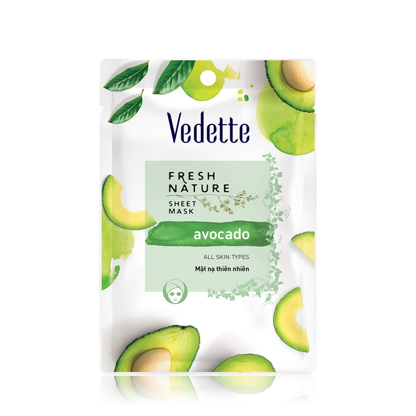 Combo 6 Mặt Nạ Thiên Nhiên Sáng Khỏe Tự Nhiên Bơ Vedette Fresh Nature Sheet Mask Set Avocado 25g x 6