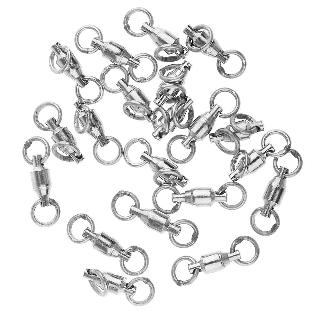 20 Pcs Alloy Heavy Duty Ball Bearing Swivel Solid Ring Fishing Swivels 1#