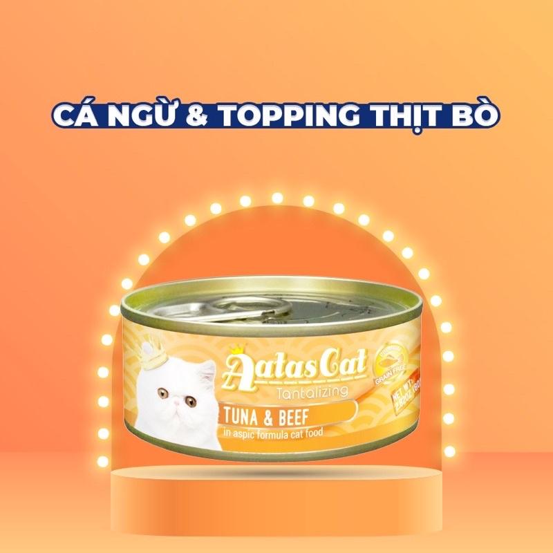 Pate lon Aatas Cat pate dinh dưỡng mới cao cấp cho mèo lon 80g đủ vị