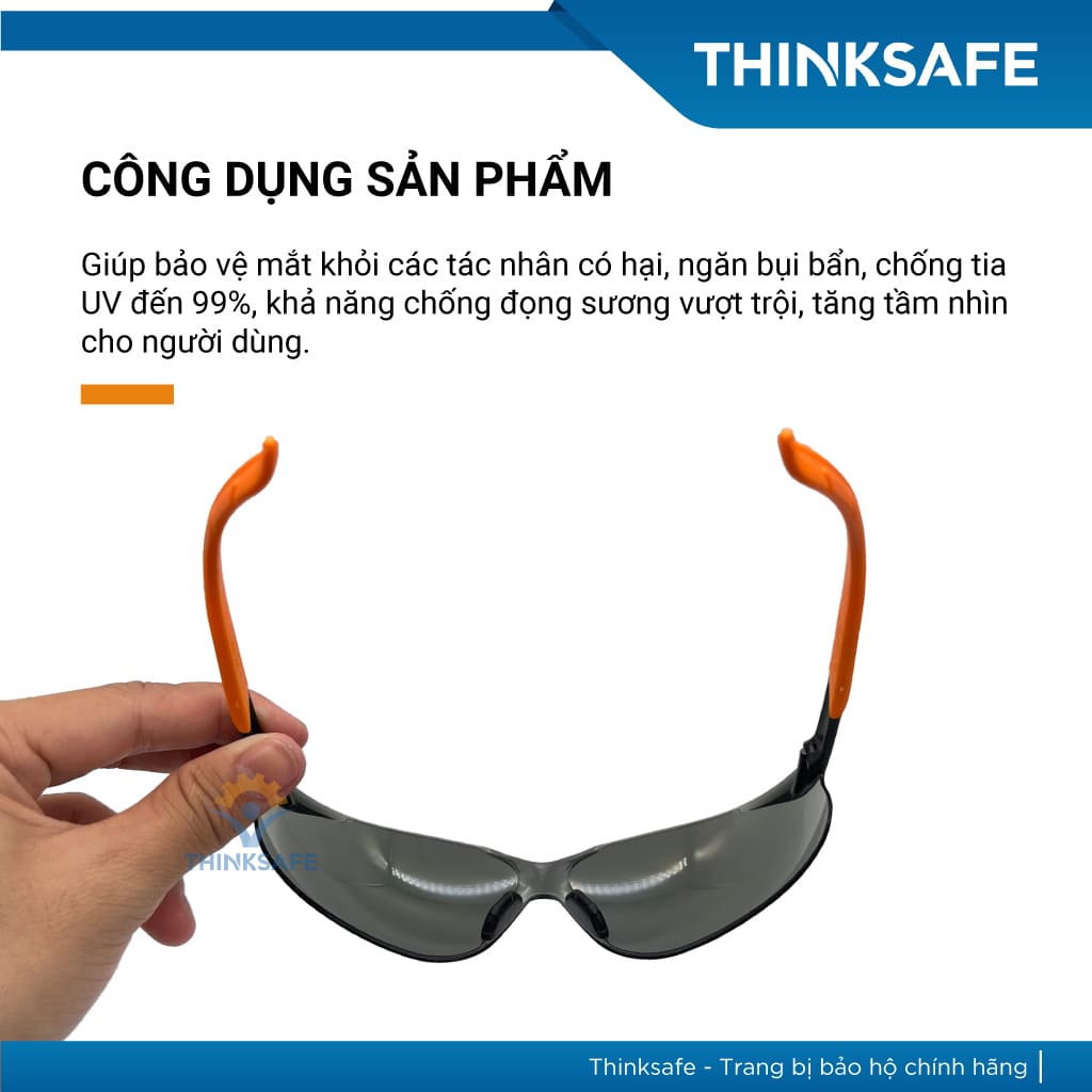 Kính bảo hộ King's Thinksafe, kính trắng chống bụi đi đường, che mặt đa năng, chống tia uv, nhập khẩu chính hãng KY2222