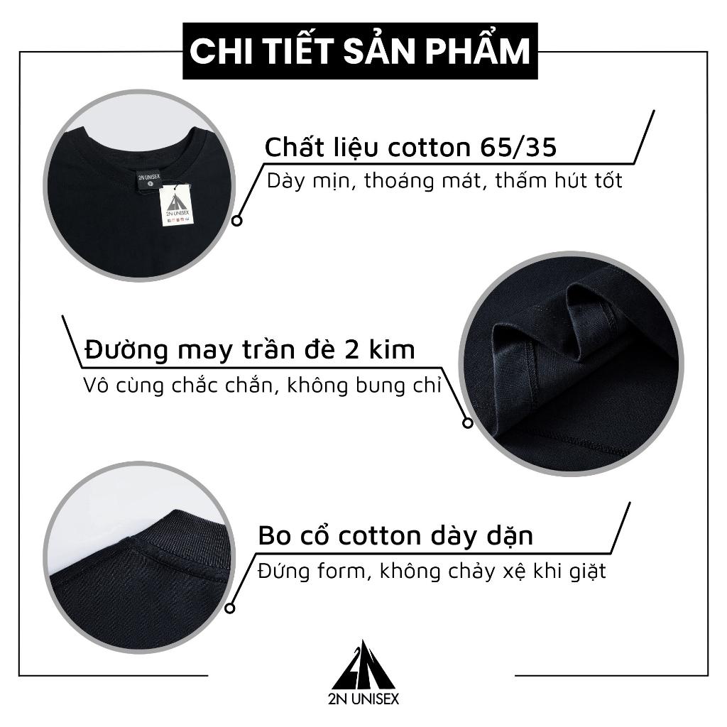 Áo phông nam nữ form rộng 2N Unisex thun cotton thêu bông xù 1994 trắng/đen