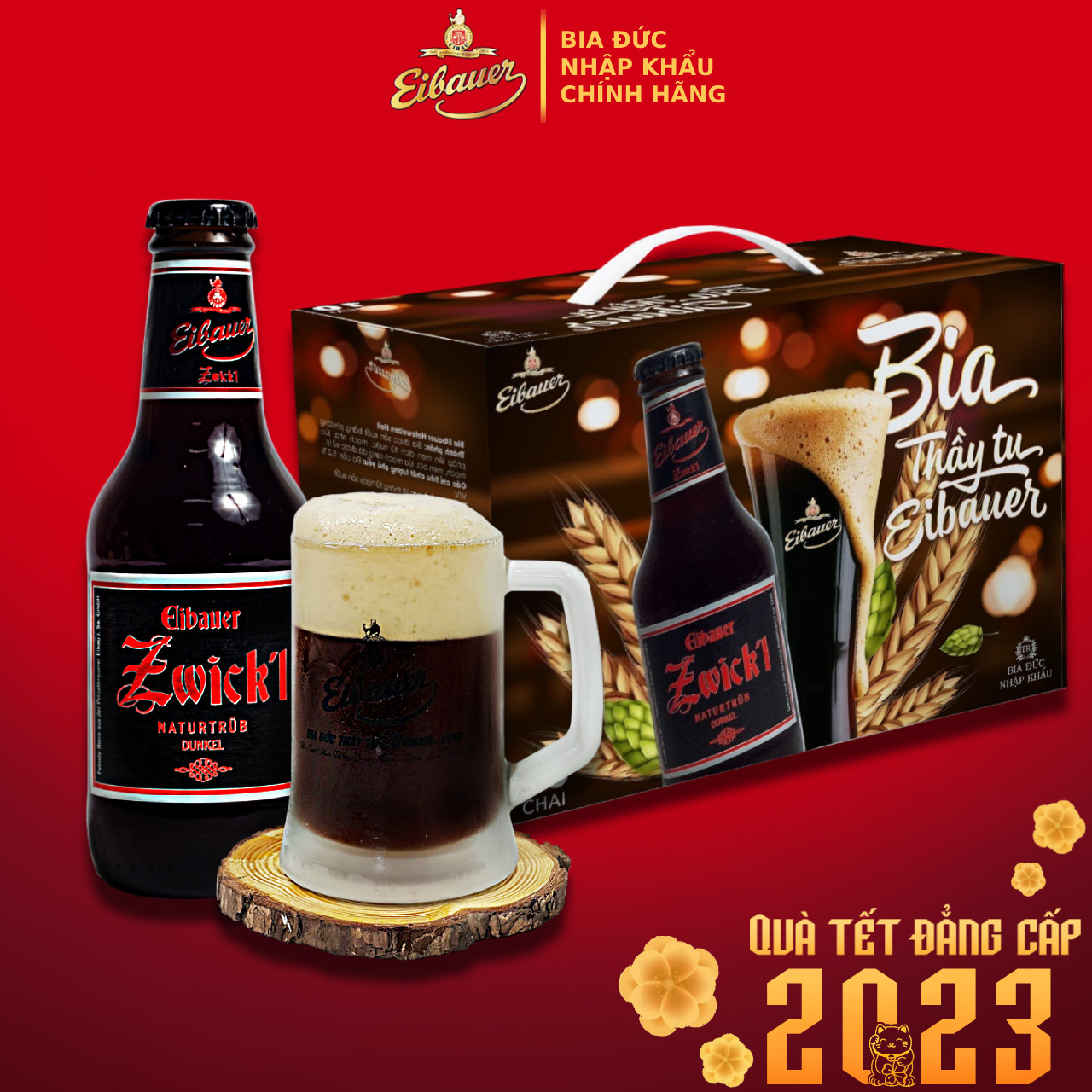 Thùng Quà Bia Thầy Tu EIBAUER ZWICK'L NATURTRÜB DUNKEL  6.7% - Hương Vị Độc Tôn Caramel Rang Cháy - Bia Đức Nhập Khẩu Chính Hãng