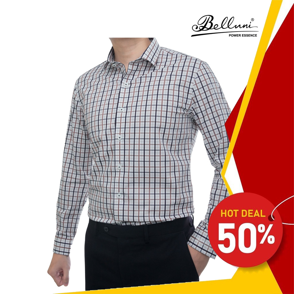 Áo sơ mi nam SlimFit tay dài cao cấp BELLUNI vải sợi tre thoải mái thanh lịch 157 02