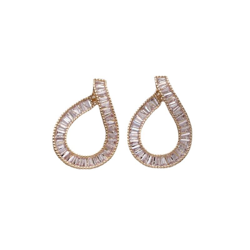 2023 Hàn Quốc Mới Thiết Kế Trang Sức Thời Trang Mạ Vàng 14K Giọt Hình Học Bông Tai Zircon Nữ Đảng Phụ Kiện