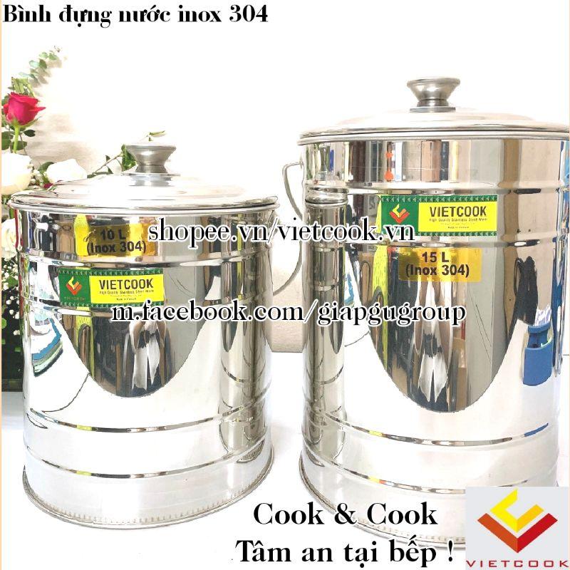 Bình sữa inox 304, bình inox 304 đựng nước canh, nước dùng, nước phở, thực phẩm dung tích 10, 15 lít có nắp