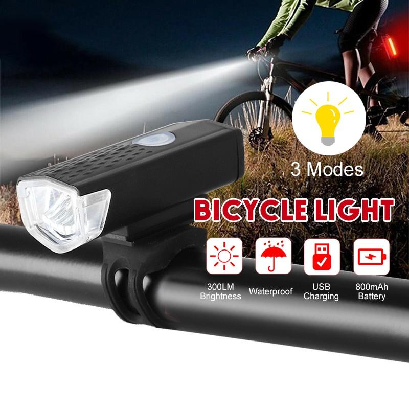 Đèn pha xe đạp chống thấm nước sạc USB tiện dụng