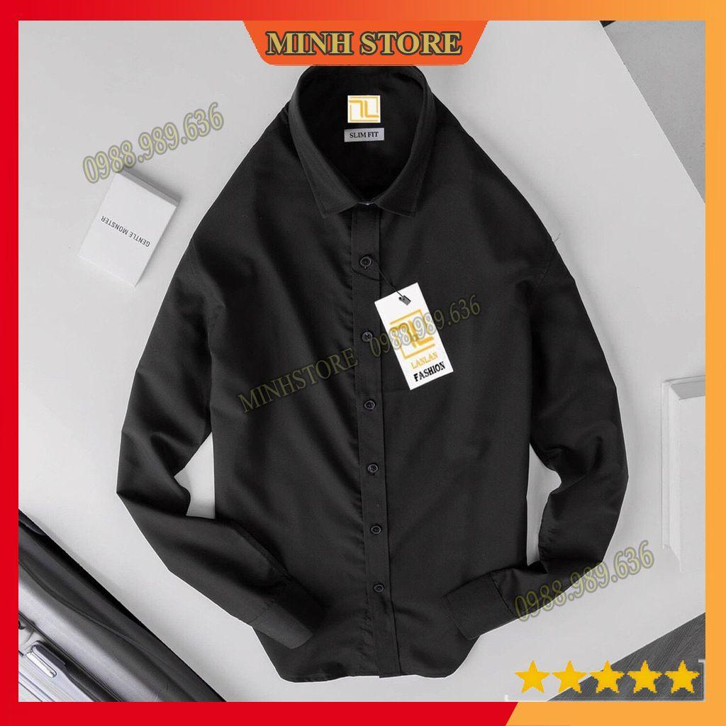 Áo sơ mi nam trơn dài tay, gấp hộp áo sơ mi công sở chất liệu lụa mịn cao cấp Minhstore66