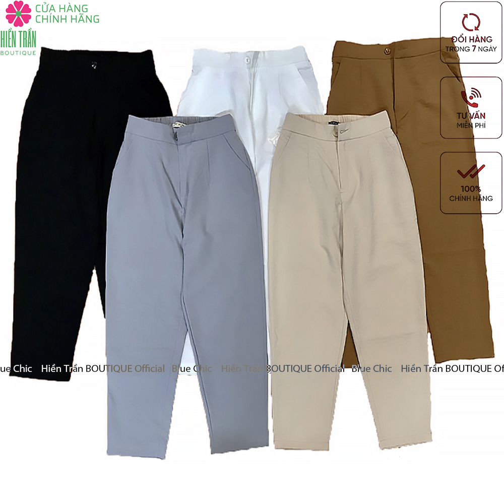 Quần baggy đũi Hiền Trần BOUTIQUE vải xước thoáng mát mềm mịn cạp chun sau form chuẩn tôn dáng