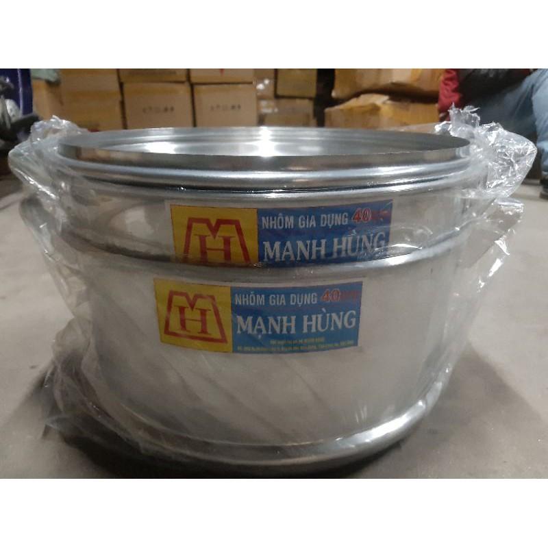 Chõ đồ xôi, hấp xôi 15kg size 40 Mạnh Hùng,hàng dày dặn,nhôm bóng sáng(CHÍNH HÃNG MADE VIET NAM)