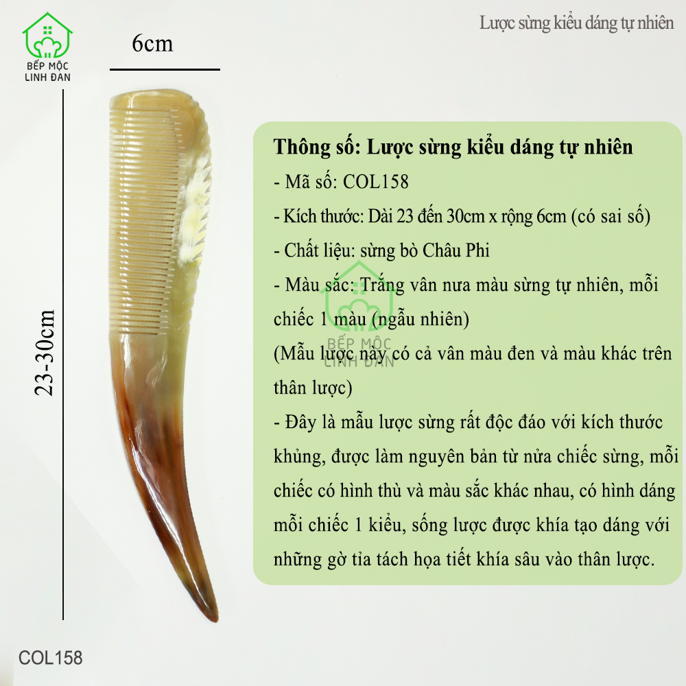 Lược Sừng Kiểu Dáng Tự Nhiên HAHANCO Mẫu Đặc Biệt