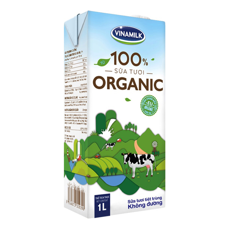 Thùng 12 Hộp Sữa Tươi Tiệt Trùng Vinamilk 100% Organic Không Đường (1lít)