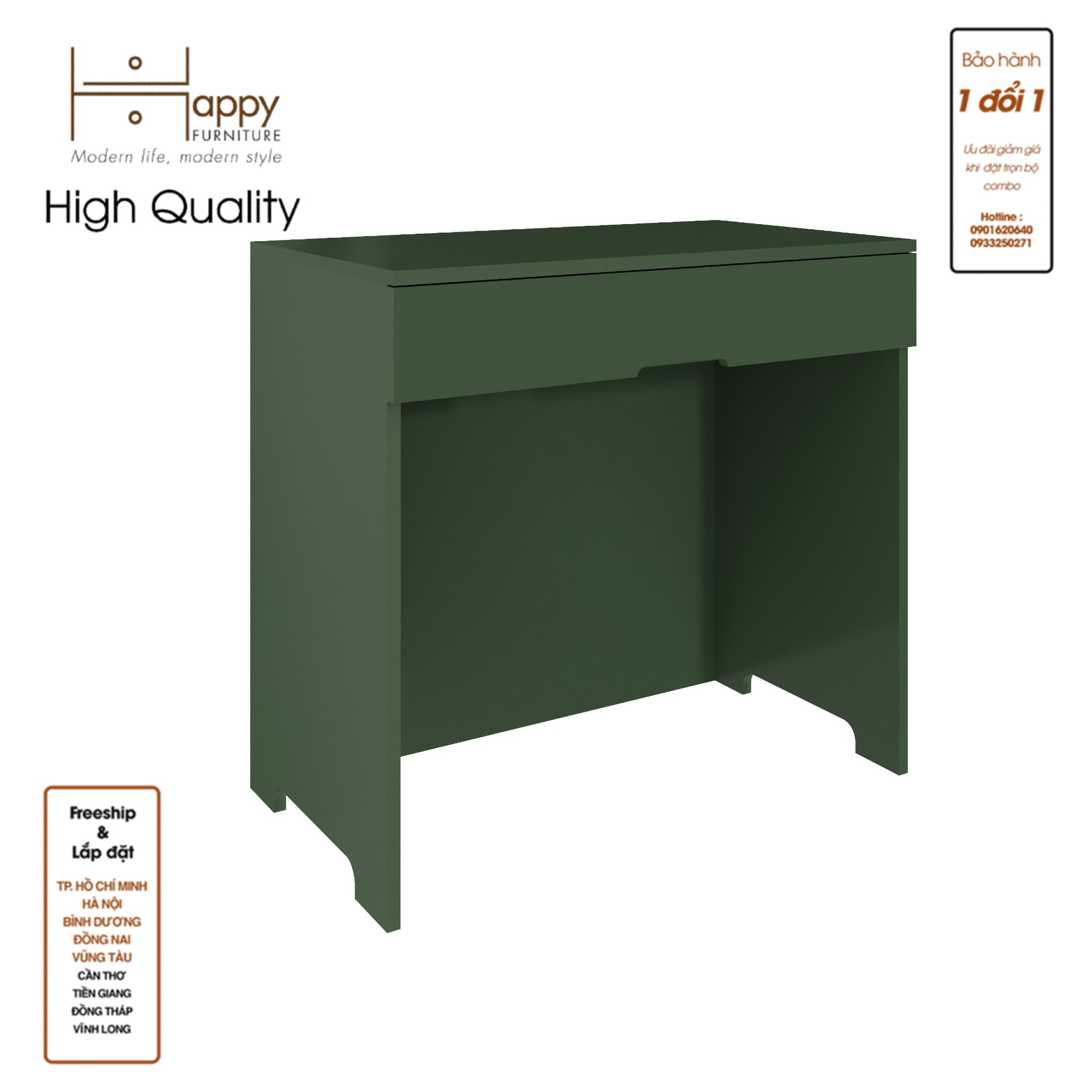 [Happy Home Furniture] MOLLY , Bàn trang điểm 1 ngăn kéo, 80cm x 46cm x 75cm ( DxRxC), BAN_064