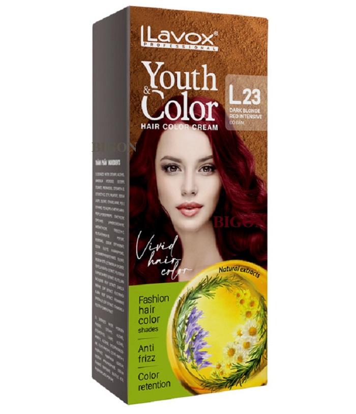 (Đỏ Đậm - L23) Kem Nhuộm Tóc Màu Thời Trang Lavox Youth&Color L23 - Màu Đỏ Đậm