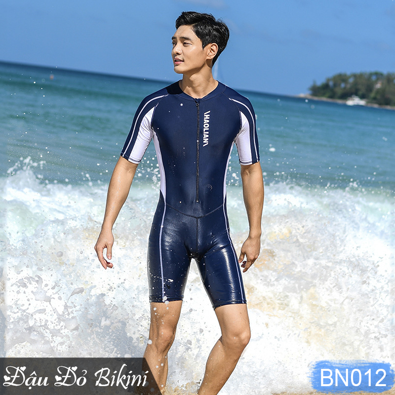 Bộ bơi nam liền quần đùi áo cộc tay &amp; quần dài áo dài tay chống nắng, nam tính mạnh mẽ, chất đẹp co giãn mịn mát, có size lớn đến 95kg | BN012