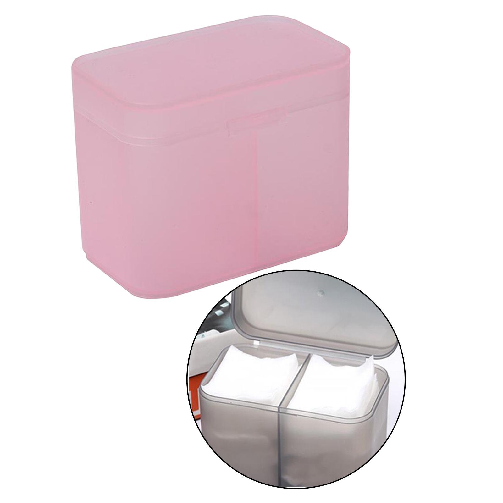2xPlastic Organizer Holder Cotton Swab Nail Towels Makeup Pads Storage Pink