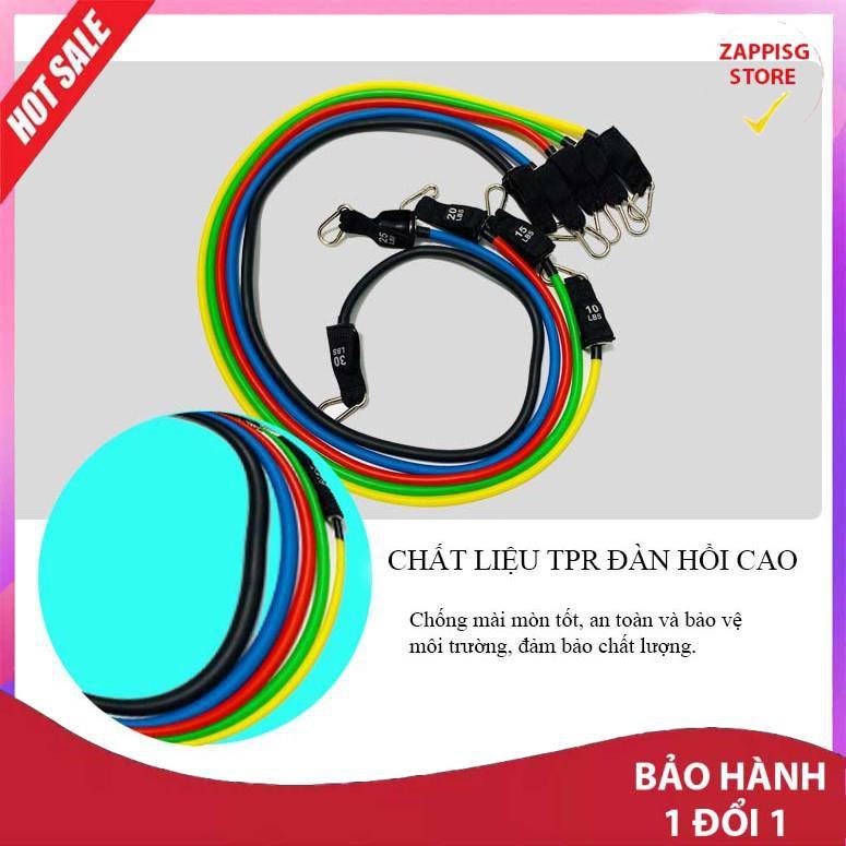 Sale Bộ 5 dây ngũ sắc đàn hồi tập thể hình cao cấp,dây kháng lực - dụng cụ tập gym - thể thao- Bảo hành 1 đổi 1