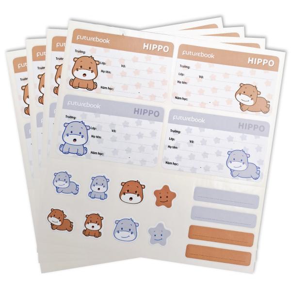 Nhãn Vở Học Sinh Hippo Kèm Sticker - futurebook N105 (16 Nhãn)