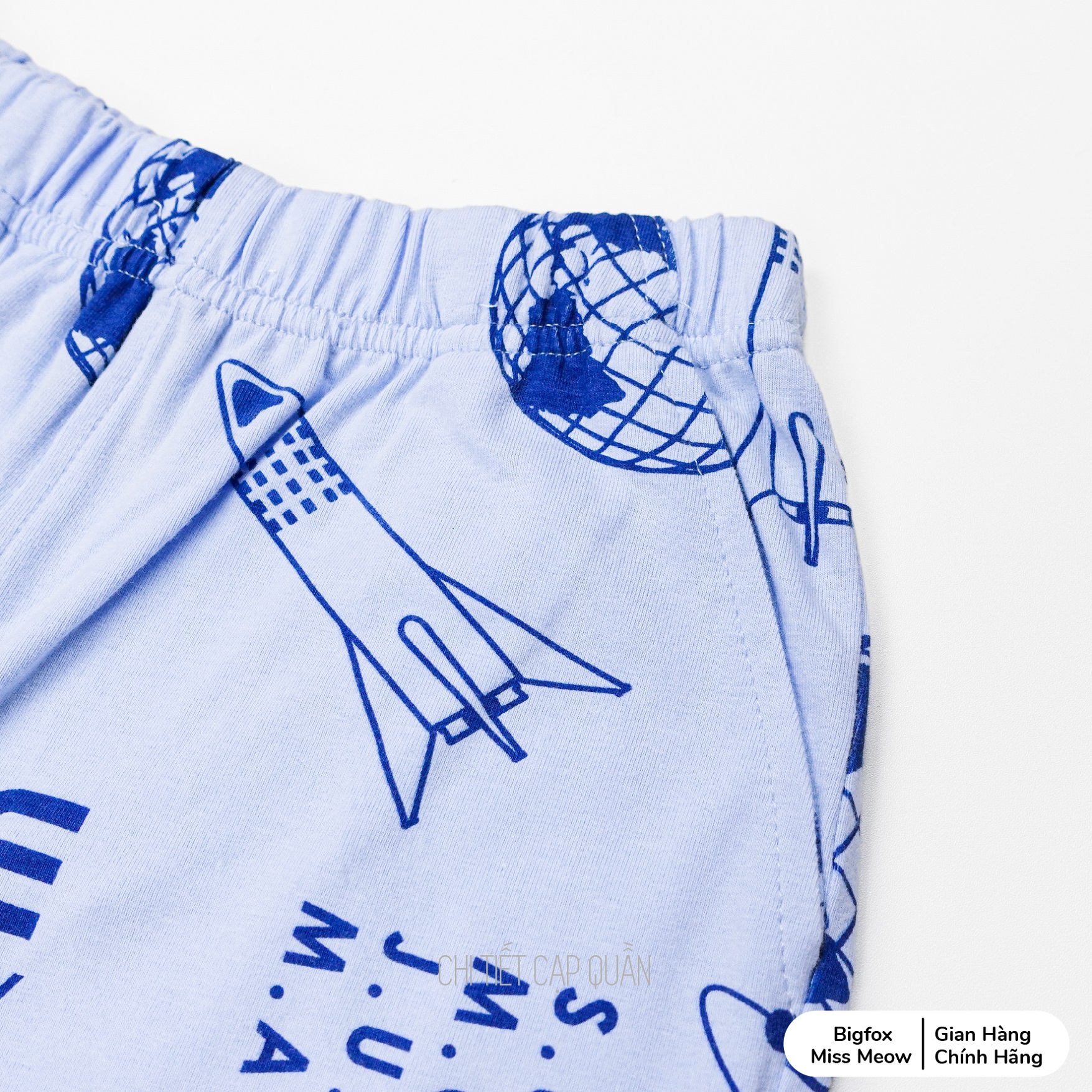 Bộ bé trai mùa hè cộc tay Bigfox Miss Meow size đại, vải cotton in tràn nền Space style Hàn cỡ 3- 11 tuổi 30kg 40kg 1905