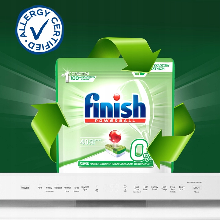 Viên rửa chén, bát Finish All in 1 max Eco 0% (40 viên) - Dành cho máy - Nhập khẩu tại Đức