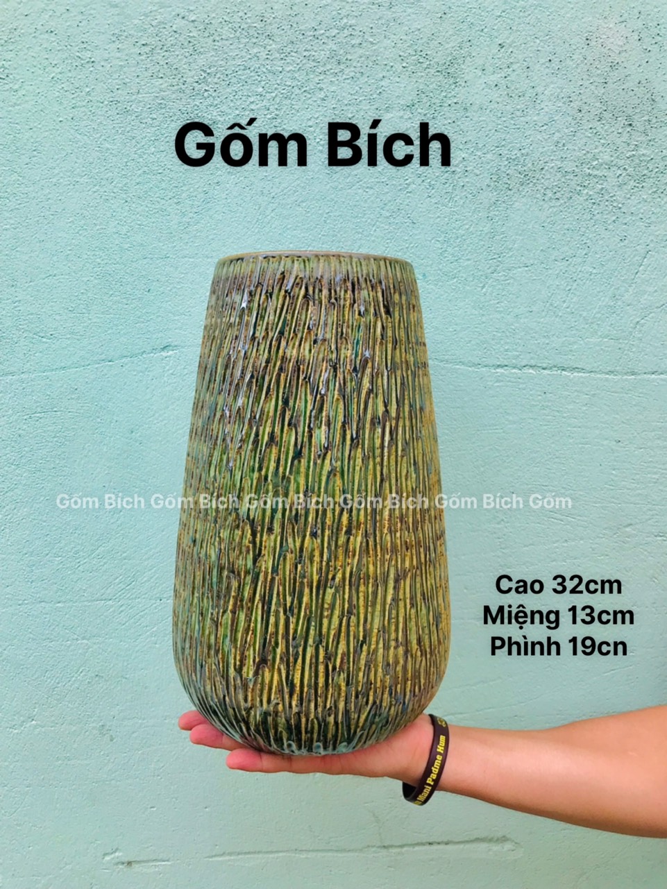 Bình Hoa Lọ Hoa Dáng Giọt Nước Men Mộc Cao 32cm Gốm Sứ Bát Tràng