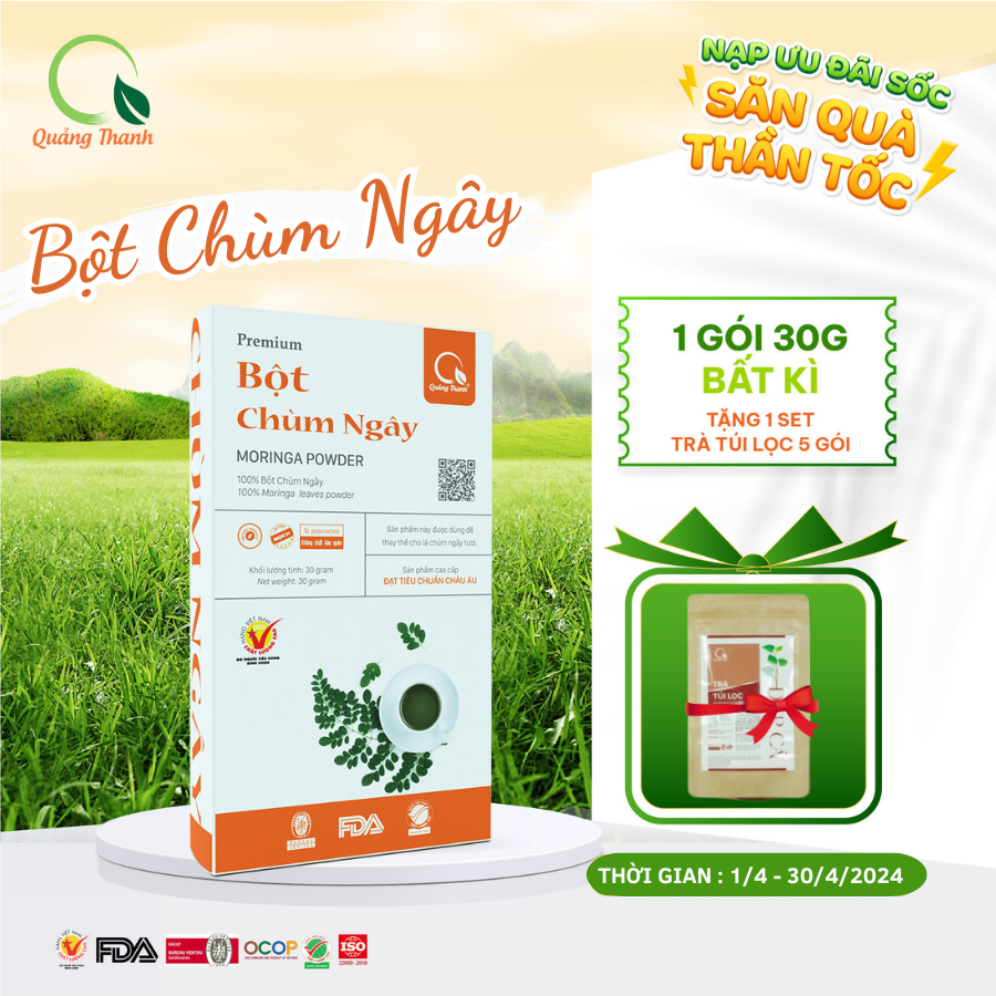 Bột Chùm Ngây Sấy Lạnh Nguyên Chất Hộp 30g  - Bột dinh dưỡng ăn dặm cho bé, tăng cường sức khỏe
