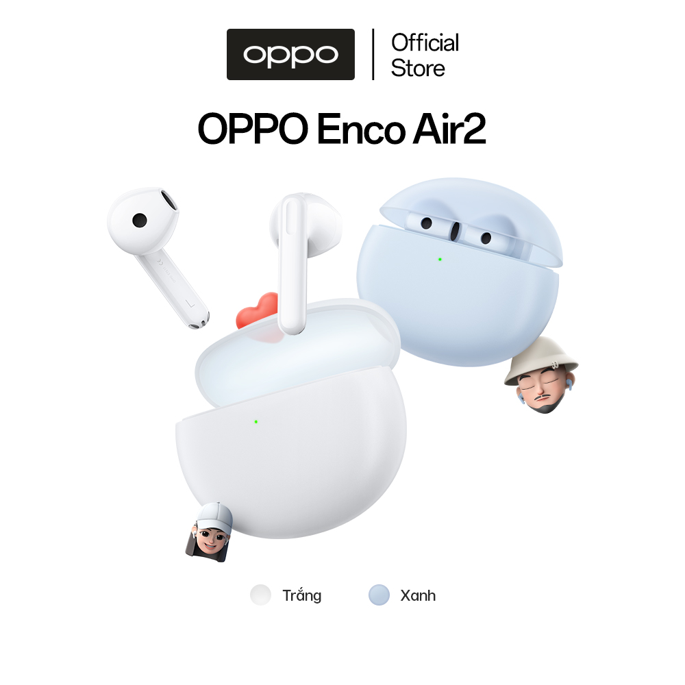 Tai Nghe True Wireless OPPO Enco Air 2 | Chống Ồn Thông Minh Ai | Màng Loa Mạ Titan 13.4mm | Hàng Chính Hãng