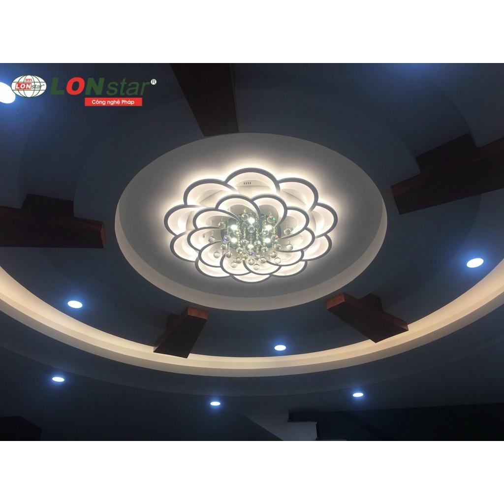 Đèn Ốp Trần Trang Trí Phòng Khách LONstar 20 Cánh Hoa Mai Thả Pha Lê ,Phong Cách Hiện Đại,3 Chế Độ Ánh Sáng