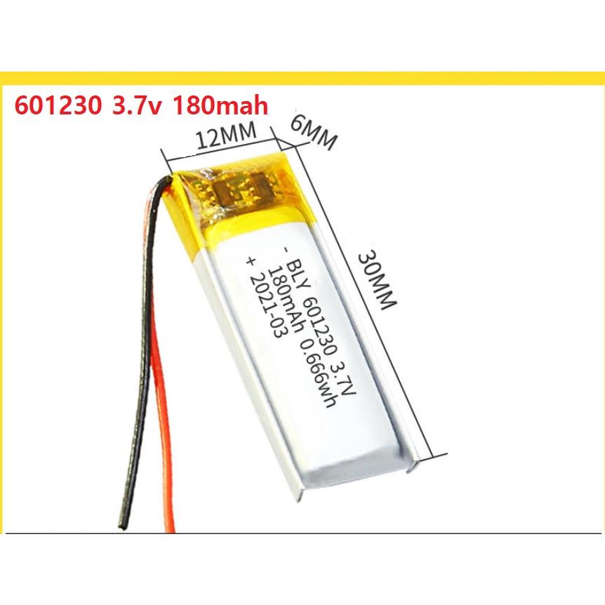 Pin Sạc Lithium Polymer 3.7V 180mah 601230 Cho tai nghe,loa Mp3 MP4 MP5 GPS PSP Bluetooth hàng mới