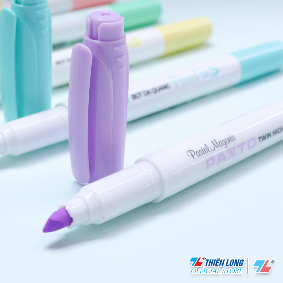 Bút dạ quang màu Pastel Thiên Long Pazto HL-016 - Bút dạ quang rửa được - Không để lại vết khi Photocopy (5 cây)