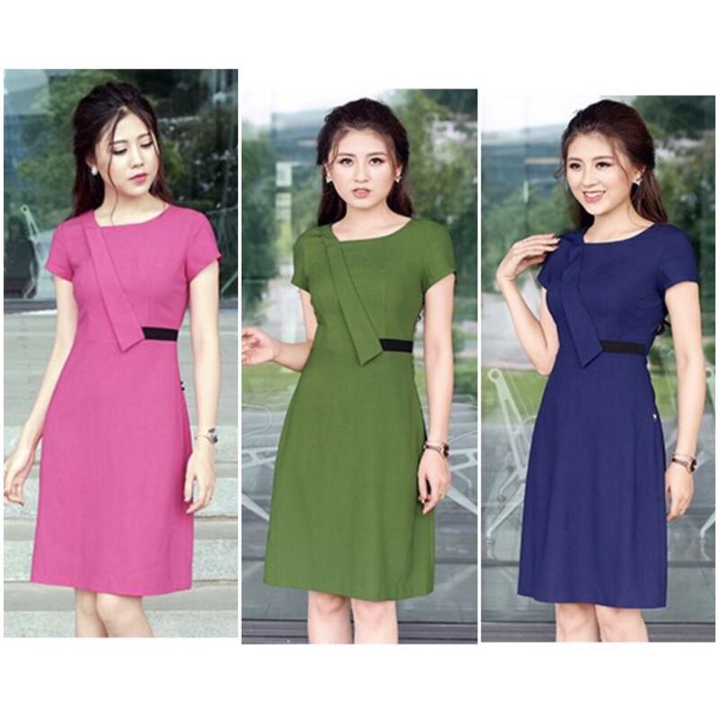 Đầm xòe cổ vát phối eo V129